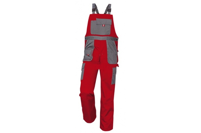 Pracovní kalhoty s laclem MAX EVOLUTION červená-šedá