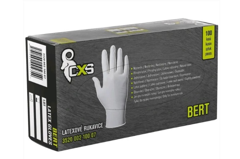 CXS BERT v.7 latexové jednorázové bílé rukavice