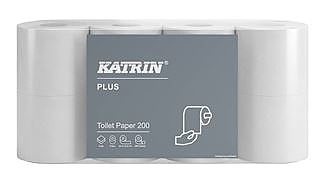 T.p. KATRIN PLUS 2 vrst. 200 útržků 23 m  8rol/bal 1/56 104749 NEPOUŽÍVAT